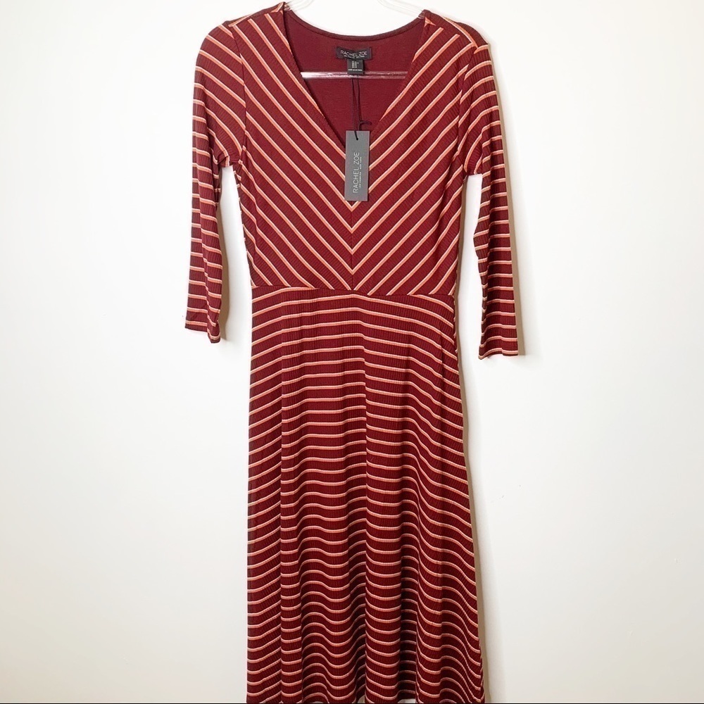𝅺RACHEL Zoe Striped 3/4 Sleeve Dress NWT Size M